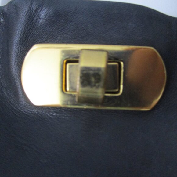 Italian Leather X Large Satchel Tote Bag Black Gold - Picture 9 of 13